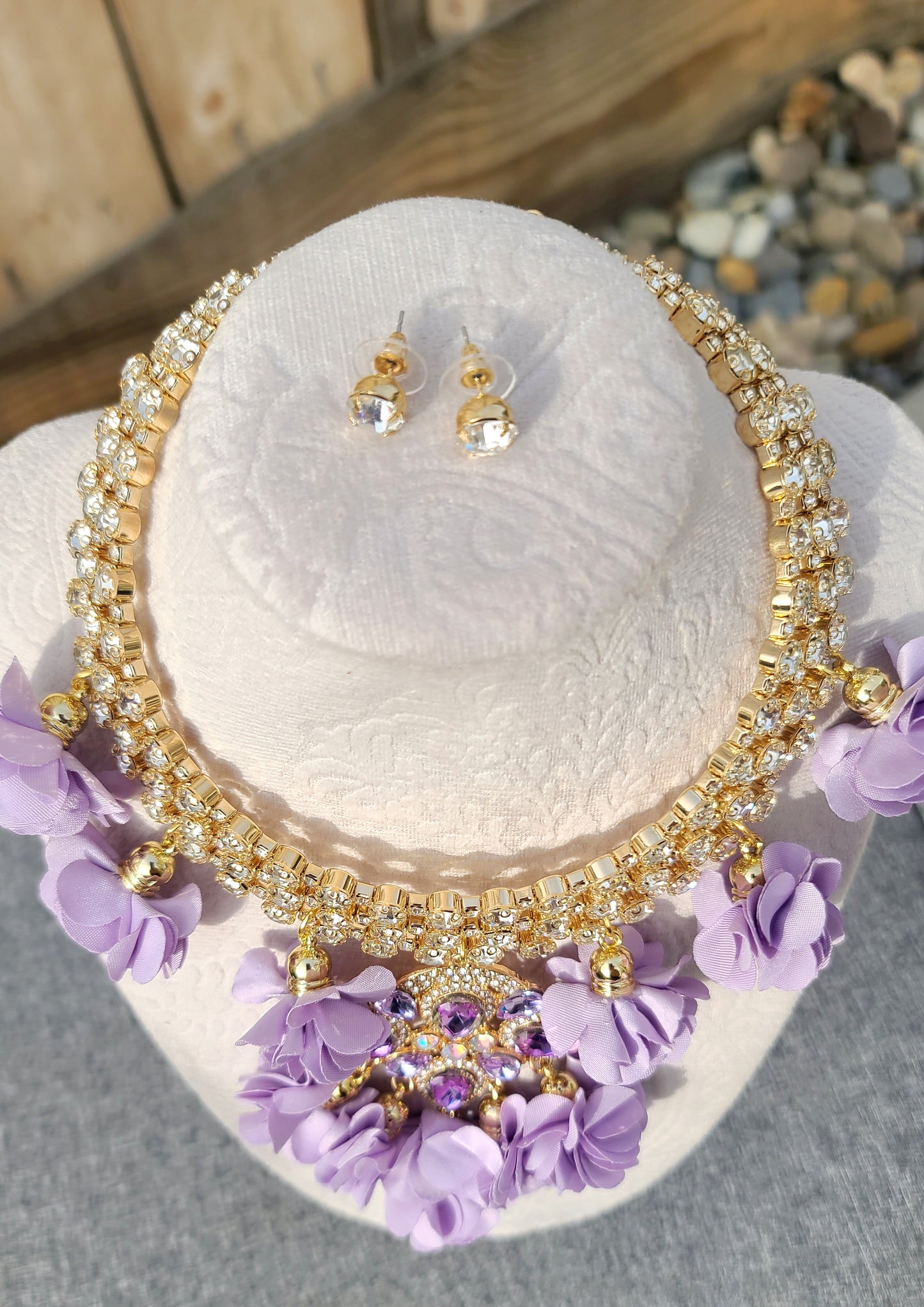 Lavender Floral Diamond Choker Set