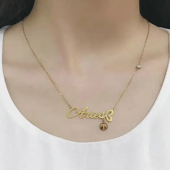 Horoscopes Necklace - 18K Gold Plated, Hypoallergenic