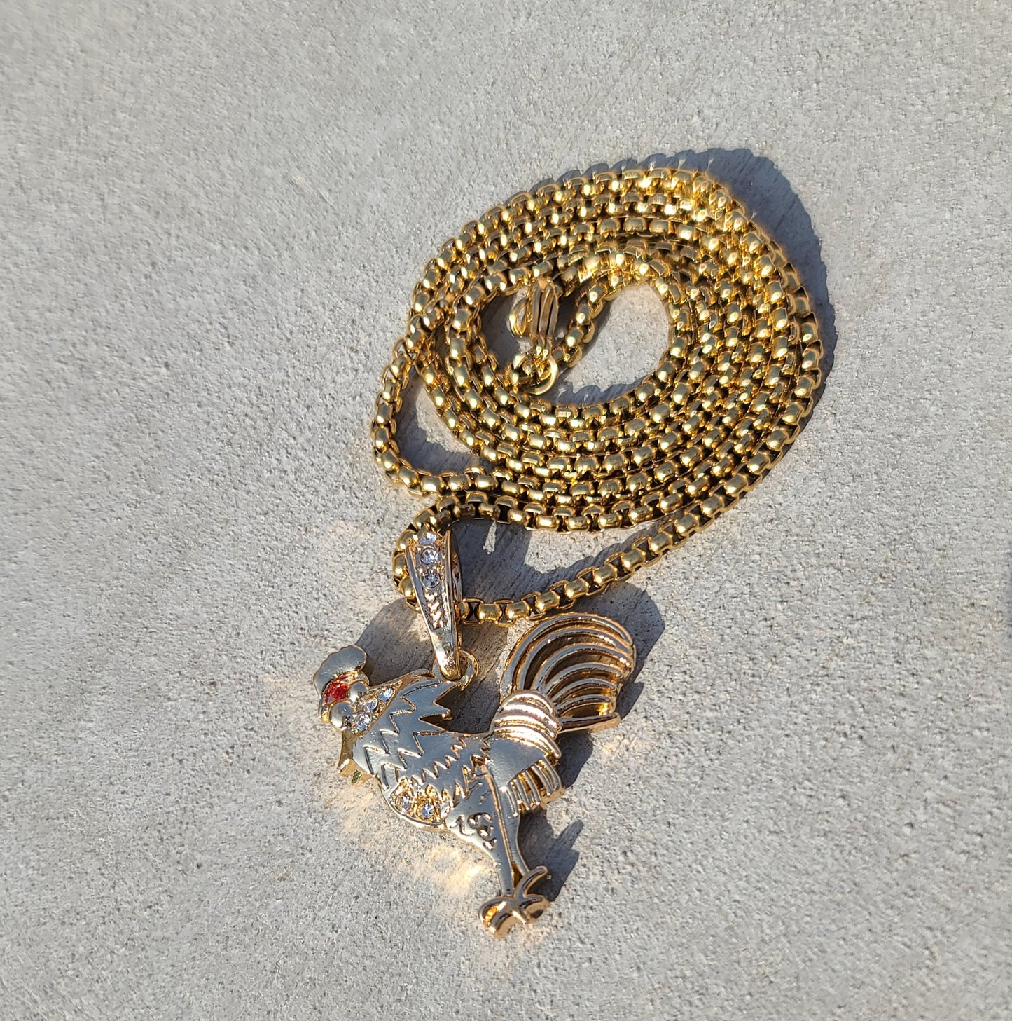 Fighting Rooster Gold Necklace