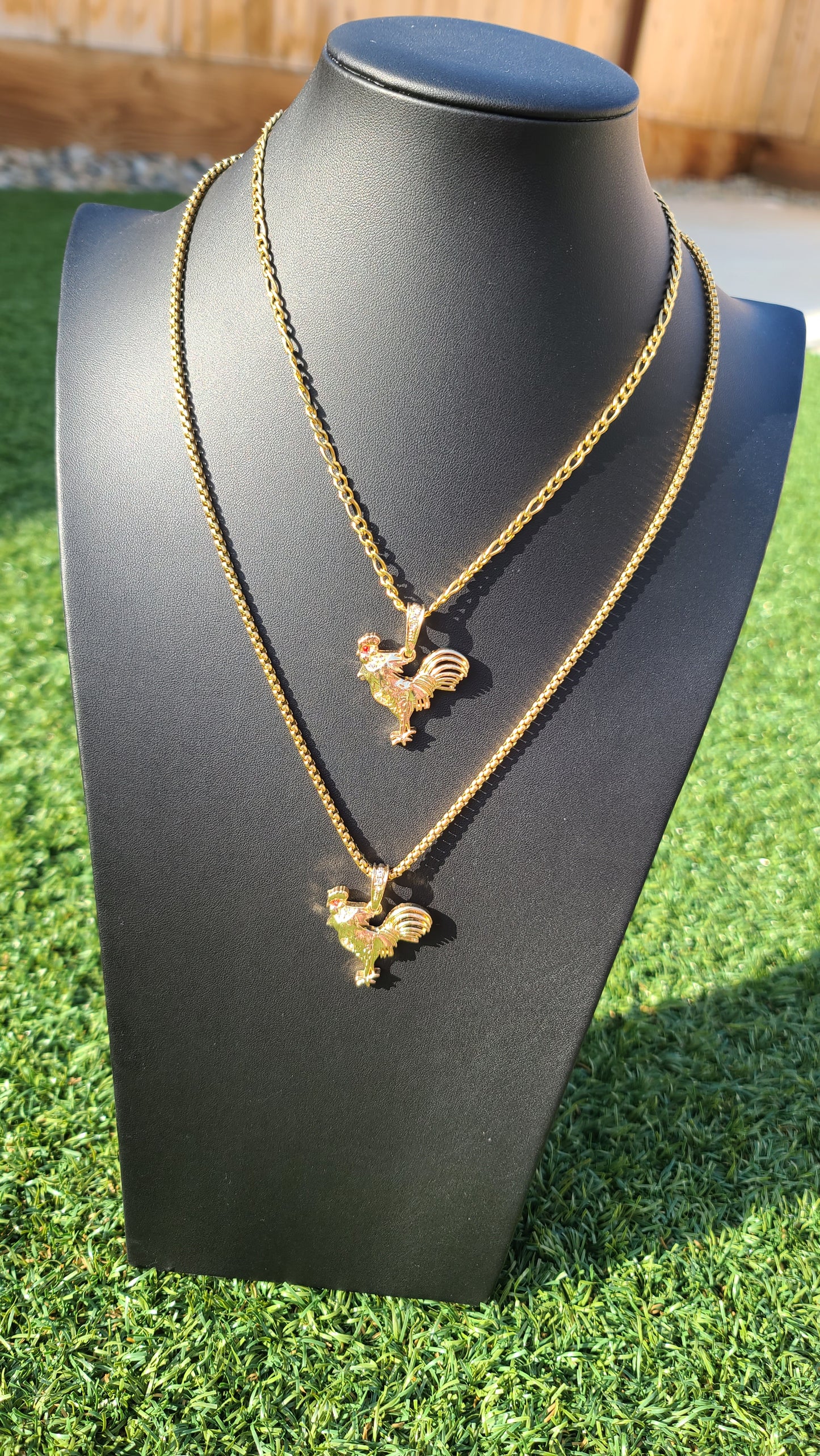 Fighting Rooster Gold Necklace