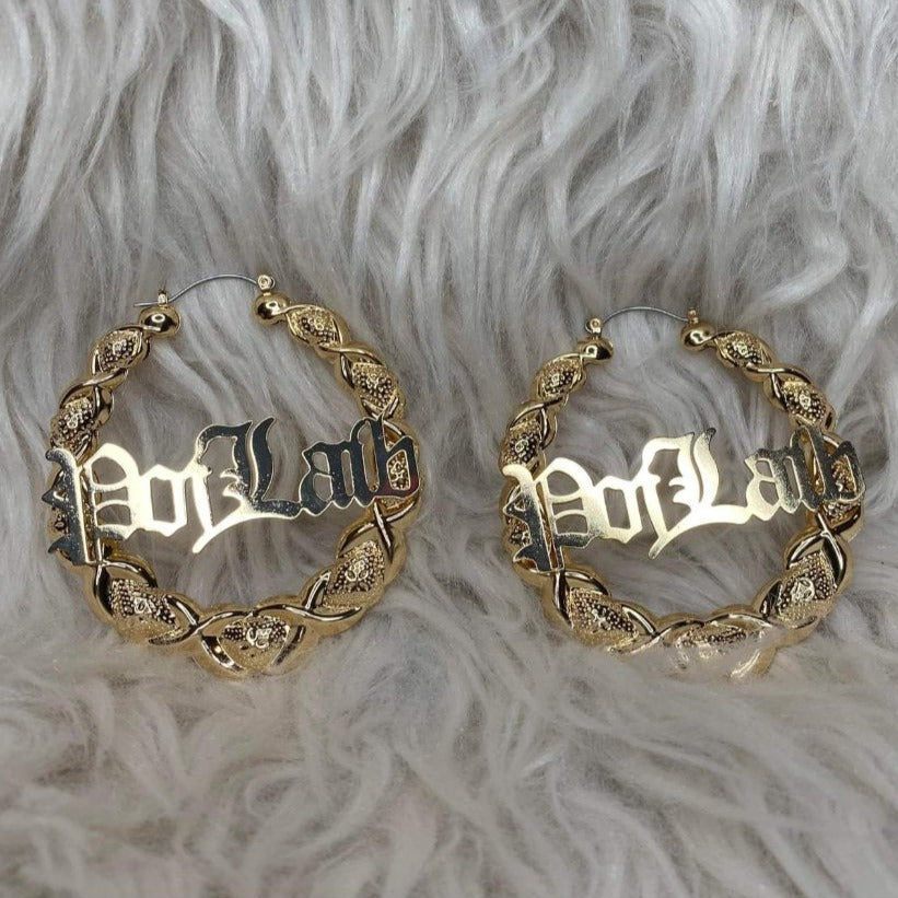 Poj Laib Hoop Earrings - 18K Gold Plated, Hypoallergenic